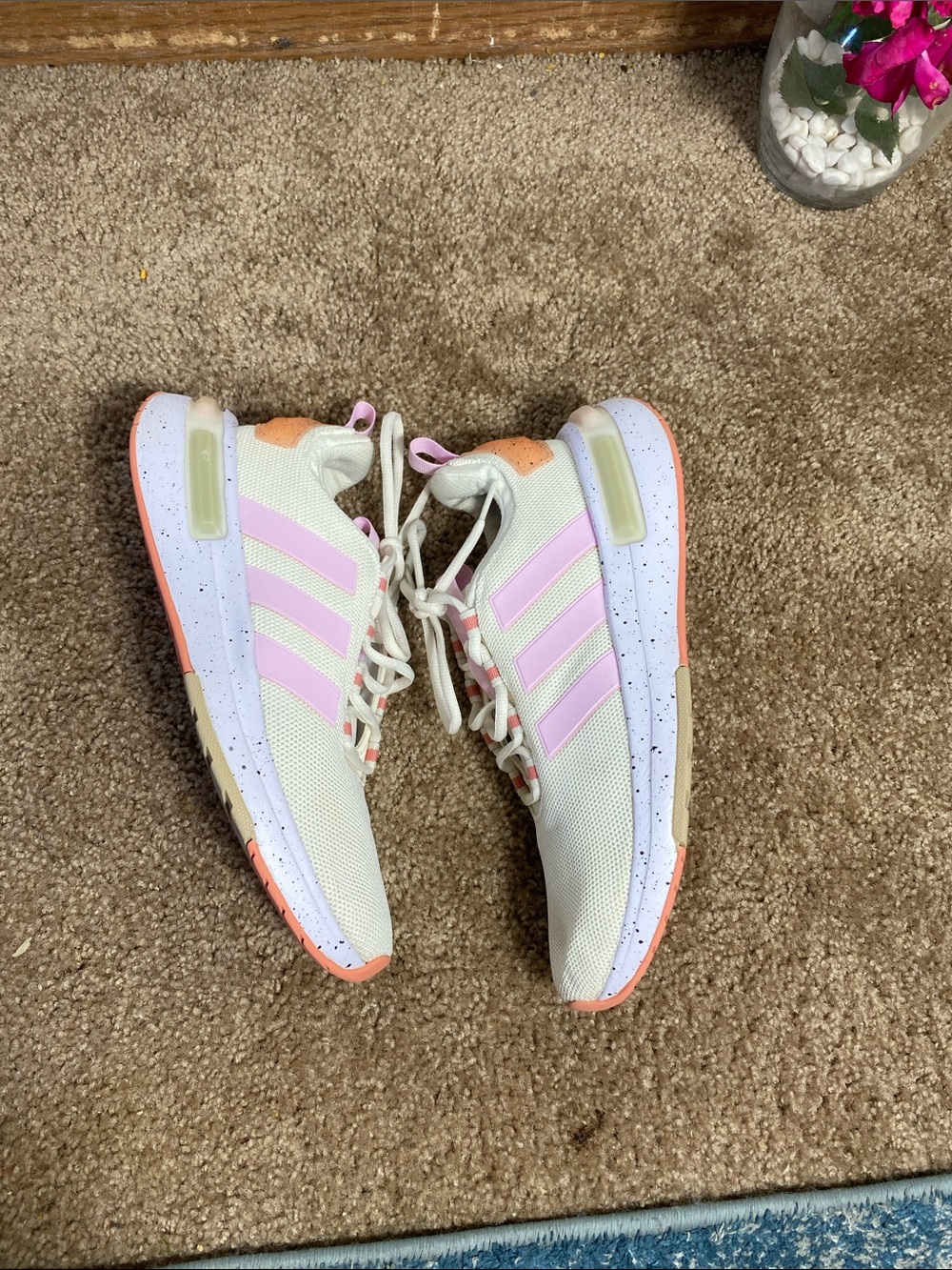 ADIDAS WOMEN'S RACER TR23 SHOES SNEAKER OFF WHITE ORCHID BEIGE SIZE 10 - Picture 7 of 11